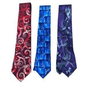 J. Garcia Artistic Silk Tie Trio - Burgundy, Blue, Violet